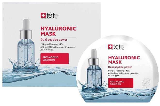 Tete, Маска тканевая BOX Hyaluronic Mask » Anti-ageing solution” (1 упаковка х 6 шт)